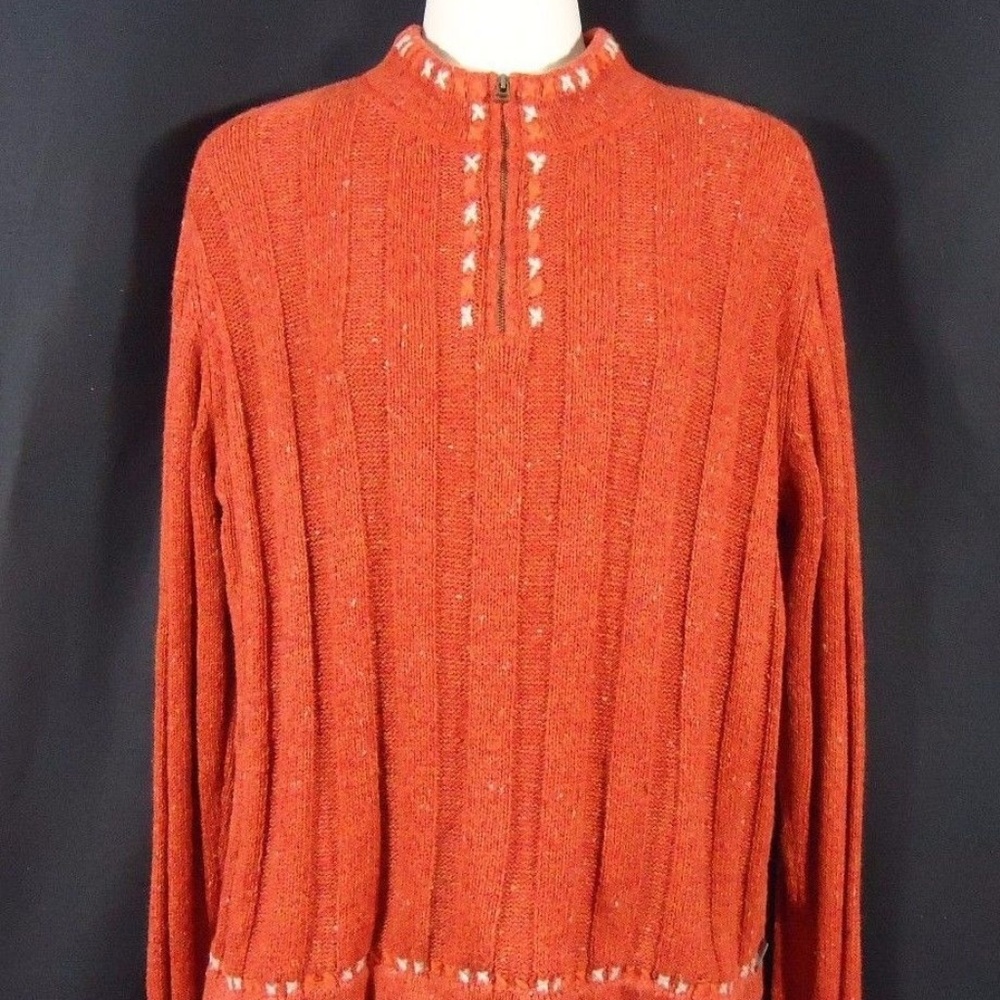 Woolrich 1/4 Zip Knit Sweater Bittersweet Orange